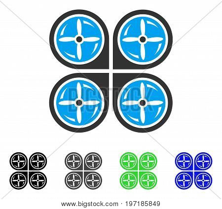 Nanocopter Screws Rotaion flat vector pictograph. Colored nanocopter screws rotaion gray, black, blue, green icon variants. Flat icon style for application design.