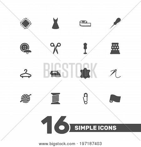 Collection Of Roll, Mannequin, Pintle And Other Elements.  Set Of 16 Stitch Icons Set.