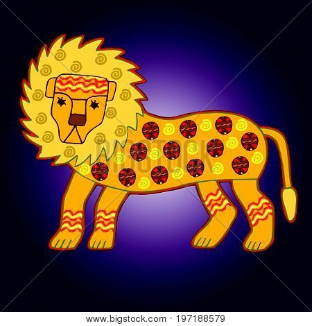 African style colorful artworks. African illustration of Lion