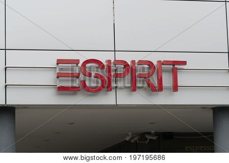 Praha, Czech republic, circa july 2017: Logo of Esprit mart in Prague
