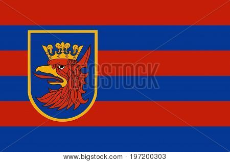 Flag of Szczecin is the capital city of the West Pomeranian Voivodeship in Poland. Vector illustration
