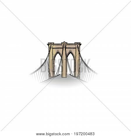Bridge icon. New-York city sign. Travel NYC icon. American landmark Brooklyn bridge view