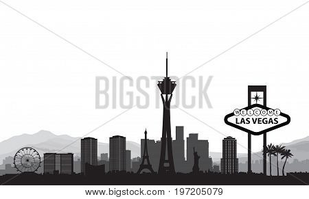 Las Vegas skyline. Travel american city landmark background. Urban cityscape. USA landscape