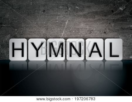 The word Hymnal concept and theme written in 3D white tiles on a dark background.