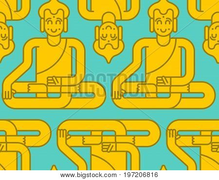 Buddha Golden Statue Pattern. Meditation And Enlightenment Background. Magic Attraction Ornamrnt