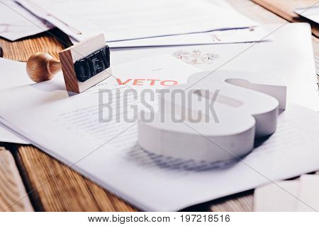 Polish Law Act With Red Veto Stamp.