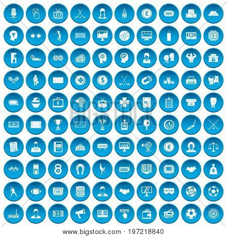 100 totalizator icons set in blue circle isolated on white vectr illustration