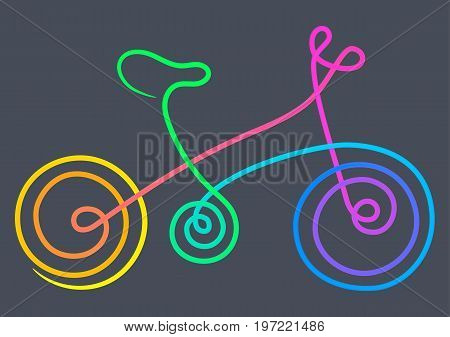 Bike. Line art symbol. Color vector illustration. Sport
