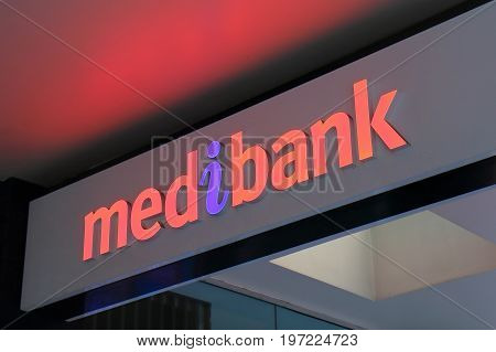BRISBANE AUSTRALIA - JULY 9, 2017:  Medibank Australia. Medibank is Australia's largest health insurance provider with 3.6 million members, 30% of the market.