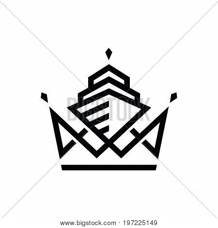 Emblem of the yacht with the king crown vector.