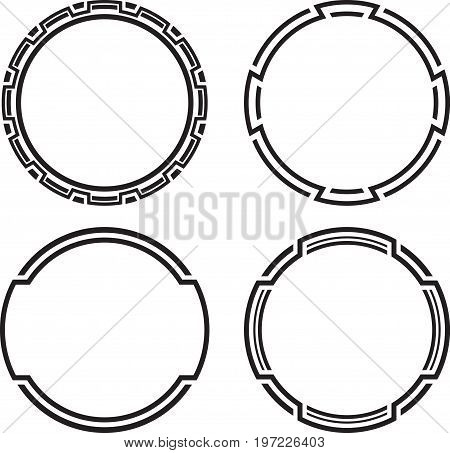 Set Of 4 Black Solid Templates For Rubber Stamps