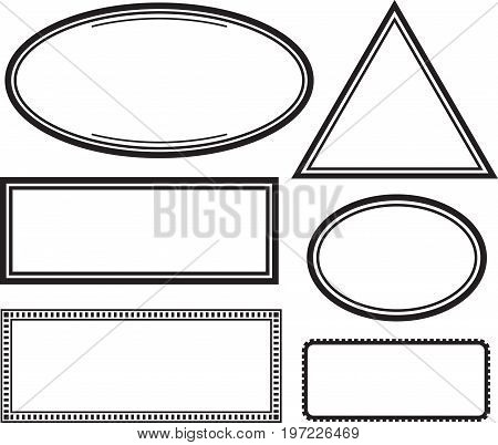 Set Of Solid Templates For Rubber Stamps. Vector Illustration.