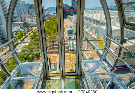 OSAKA, JAPAN - JULY 18, 2017: Close up frame trust of Tempozan Ferris Wheel in Osaka, Japan. It is located in Tempozan Harbor Village, next to Osaka Aquarium Kaiyukan.