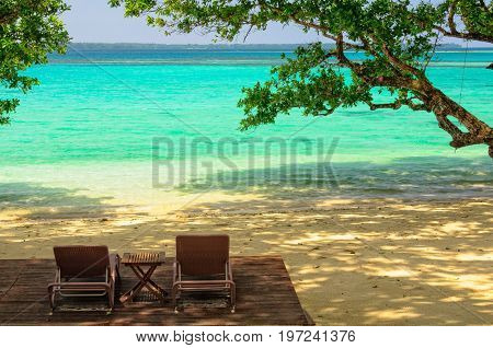 Beautiful secluded sandy beach - Espiritu Santo Vanuatu