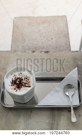 Hot cup of cocoa drink stock photo