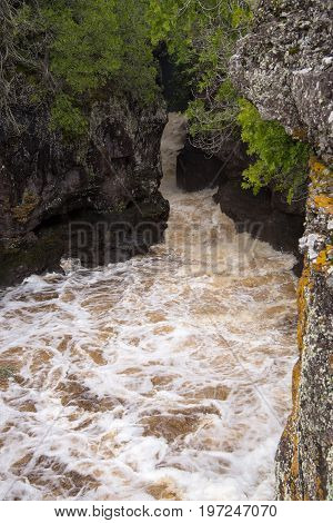 Hidden Falls of the Temperance River in northern Minnesota USA