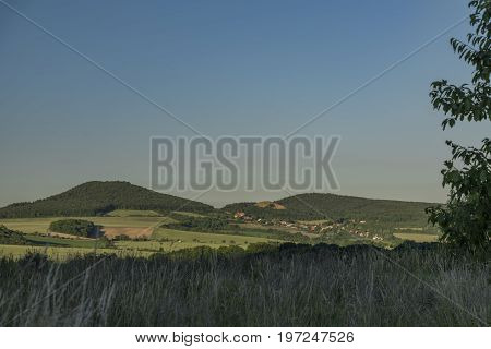 Evening In West Ceske Stredohori Mountains In Hot Summer