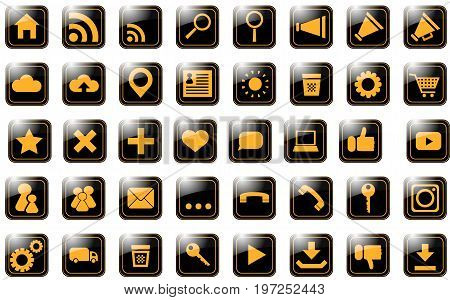 icon site orange on black pictograms 40 pieces