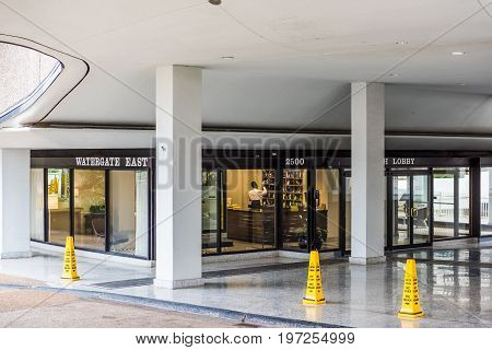 Washington Dc, Usa - March 20, 2017: Watergate Apartment Building Exterior With Entrance And Lobby