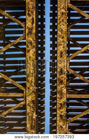 Isolated Railroad Old Bridge Against Sky In Accotink Park