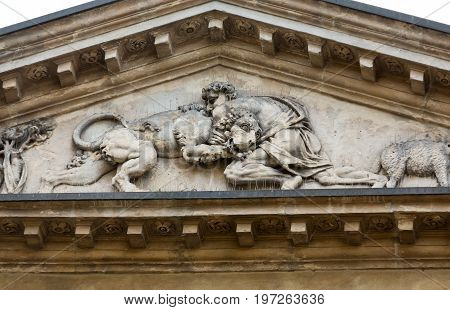Architectural detail in the historic city center of Verona. Italy