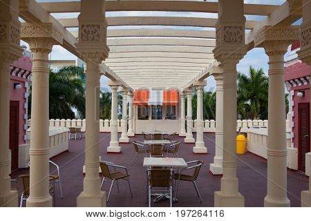 Cienfuegos Cuba - January 28 2017: Beautiful Palacio de Valle in CienfuegosCuba.Palacio de Valle is an architectural jewel located in the Punta Gorda reminiscent of Spanish-Moorish art GothicBaroque...