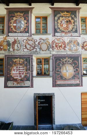 Giornico, Switzerland - 7 June 2016: Stanga museum at Giornico on the Swiss alps