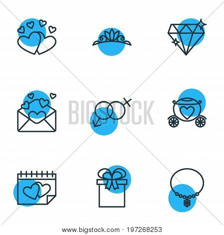 Editable Pack Of Brilliant, Sexuality Symbol, Card And Other Elements.  Vector Illustration Of 9 Wedding Icons.