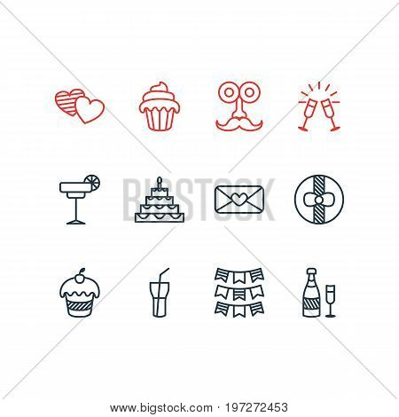 Editable Pack Of Muffin, Cupcake, Soft Drink And Other Elements.  Vector Illustration Of 12 Banquet Icons.