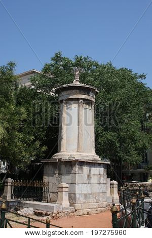 The Choragic Monument of Lysicrates near the Acropolis of Athens was erected by the choregos Lysicrates in Greece