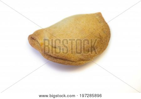 Typical spanish empanadillas or tuna small turnover. Isolated over white background