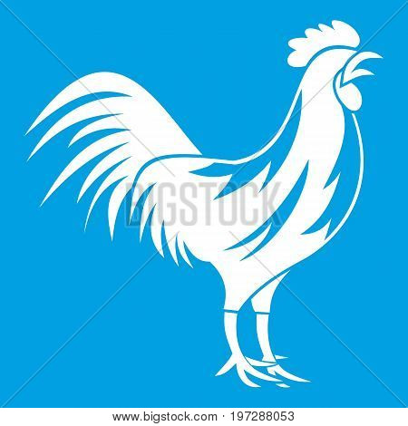 Gallic rooster icon white isolated on blue background vector illustration