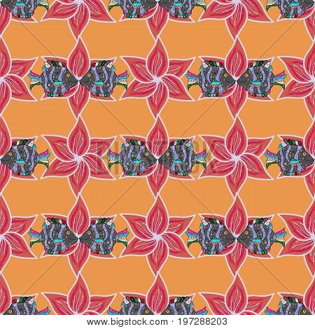 Fabric pattern texture daisy flowers detail. Flowers on colored background.