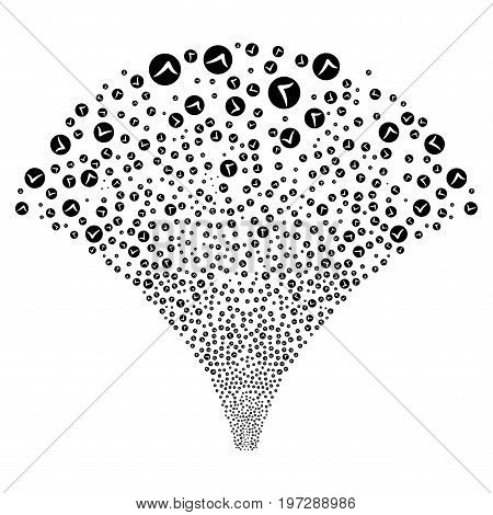 Source stream of apply icons. Vector illustration style is flat black iconic symbols on a white background. Object stream made from scattered symbols.