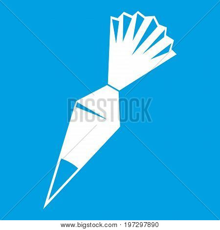 Cotton icing bag icon white isolated on blue background vector illustration