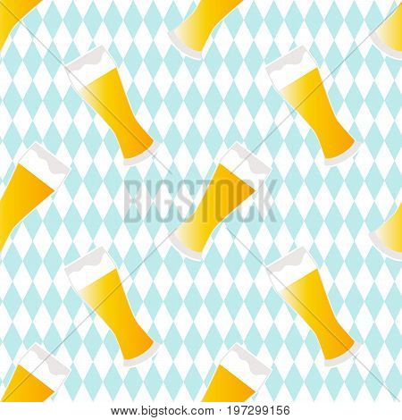 Beer seamless pattern with textured background.  Vector illustration