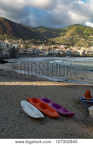 Touristic And Vacation Pearl Of Sicily, Small Town Of Cefalu, Sicily, South Italy