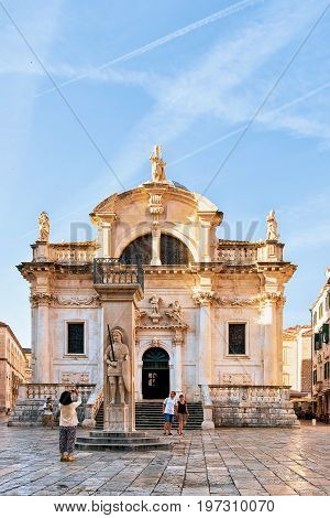 People At Saint Blaise Church Dubrovnik