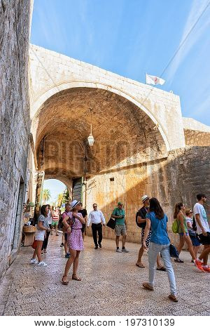 People At Ploce Entrance Gate In Old Town Of Dubrovnik
