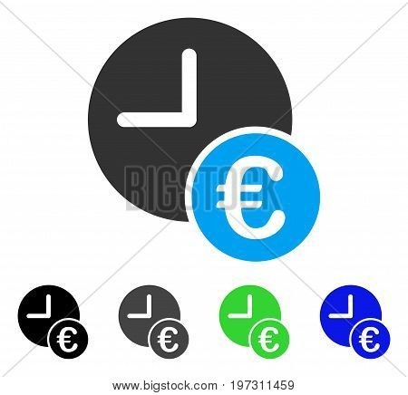 Euro Recurring Payments flat vector illustration. Colored Euro recurring payments gray, black, blue, green pictogram versions. Flat icon style for web design.