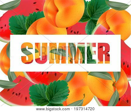 Summer appricot and watermelon background pattern Vector illustration