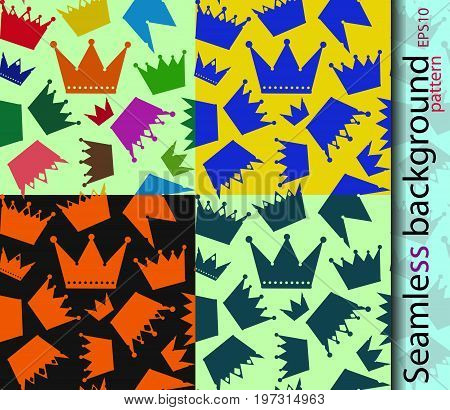 Seamless vector pattern of crowns for backgrounds, packing