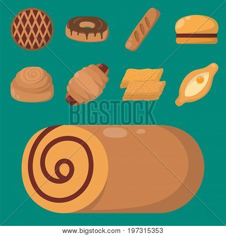 Cookie cakes isolated tasty snack delicious chocolate homemade pastry biscuit illustration. Vector set traditional gourmet sweet dessert bakery food confectionery fastfood.