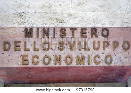 Entrance Plate At Ministry Of Economic Developmen