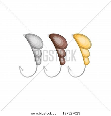 Vector illustrations set of fishhooks on white background. Fishing equipment and fish farming topics.