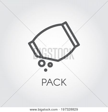 Linear icon of grocery bag with abstract bulk ingredient. Culinary concept. Vector outline logo on a gray background