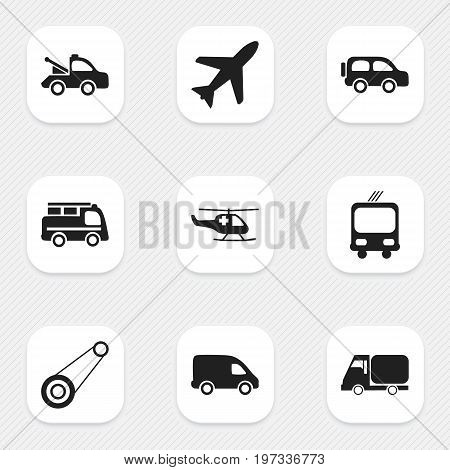 Set Of 9 Editable Transport Icons. Includes Symbols Such As Truck, Lorry, Auto And More