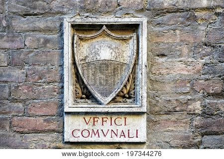 Uffici Comunali Street Sign Of Wall Siena
