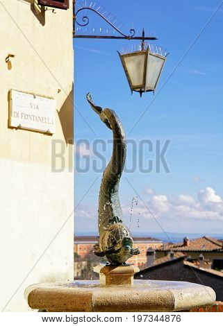 Street Fountain At Via Di Fontanella In Siena