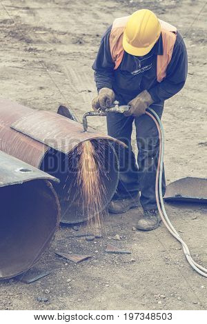 Welder Worker With Cutting Torch 3